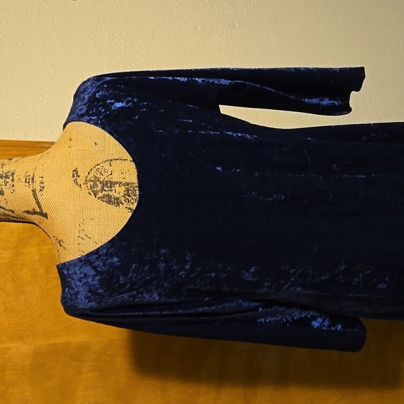 All That Jazz Velvet Maxi Dress - Vintage Deep Blue Size L - Picture 7 of 9